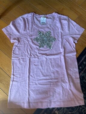 J. Crew Pink Short Sleeve Tee with Silver Embellishment